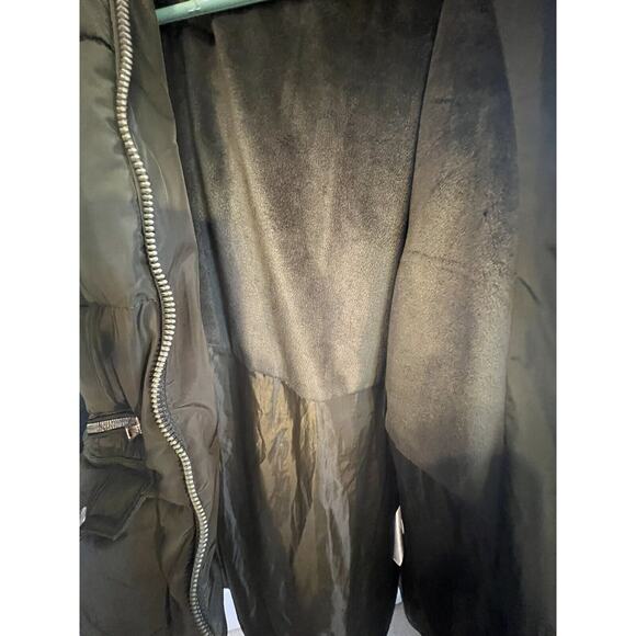 Quilted Coat Parka Moss Green with Faux Fur Trim Detachable Hood--Womens M - Picture 13 of 14